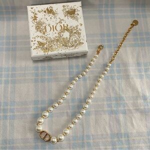 Dior Pearl Necklace with Gold Accents